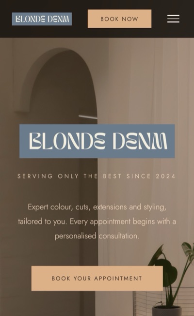 BlondeDenm homepage, mobile